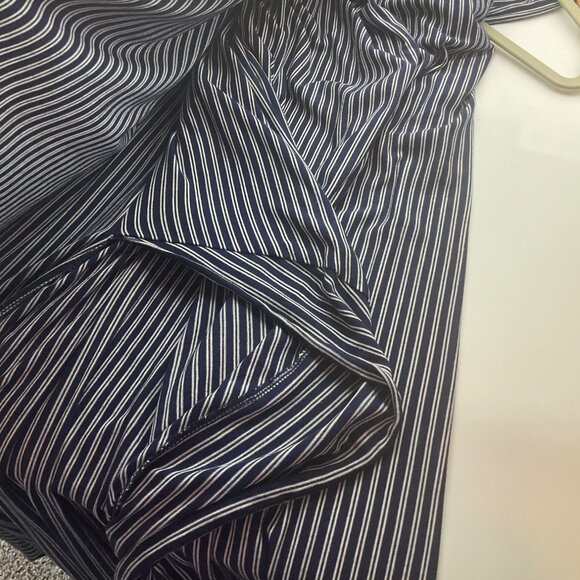 Soma L Navy White Striped Sleeveless Wrap Maxi Dress Belted Ruffle Hem Coastal - Picture 8 of 12